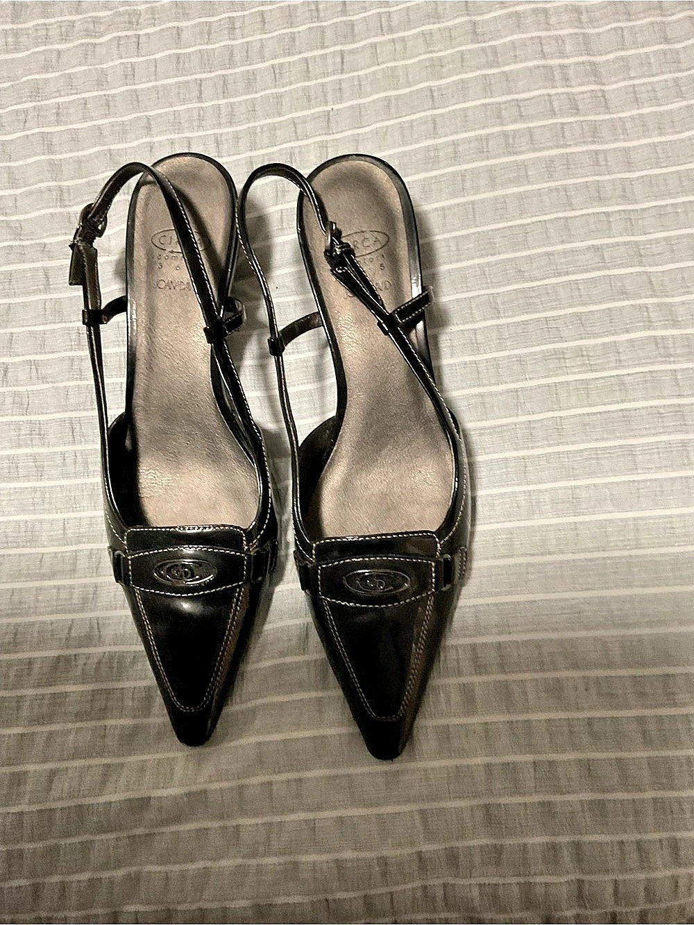 Circa Joan & David Black Pointed-Toe Slingback Heels size 7.5